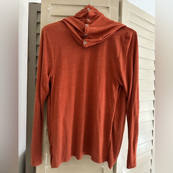 Esley pumpkin spice orange cascade hem open cardigan size small, jersey knit. - Picture 2 of 4